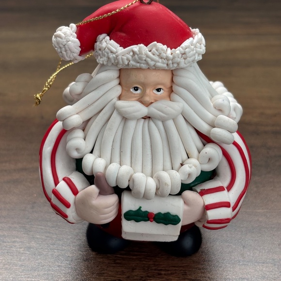 VINTAGE Traditions SANTA CLAUSE Glass Clay CHRISTMAS Tree Ornament Ball Hanging - Picture 2 of 8
